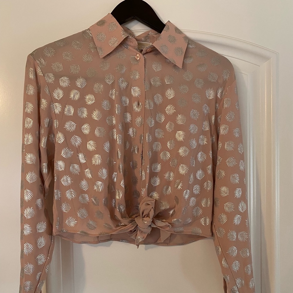 Light pink and silver leaf Michael Kors crop top